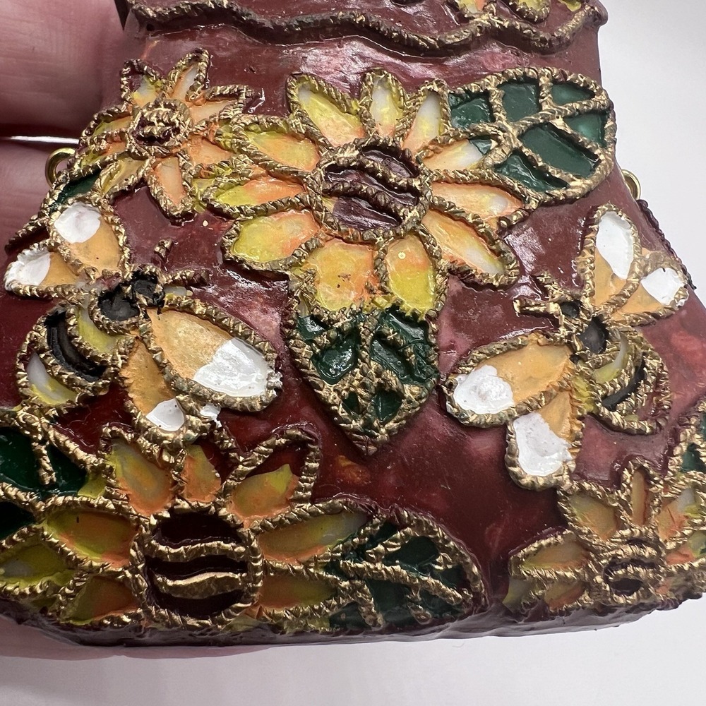 Nostalgia Miniature Handbag Purse Honey Bee Sunflower Resin Collectible Vintage - Picture 7 of 8
